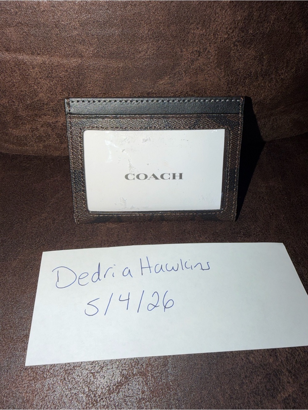 COACH Brown and Black Leather Card & ID Sleeve